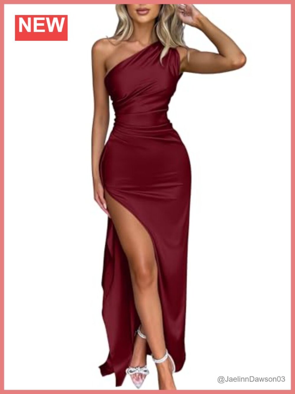 Memoriesea Women's One Shoulder High Split Maxi Dress Wedding Guest Party